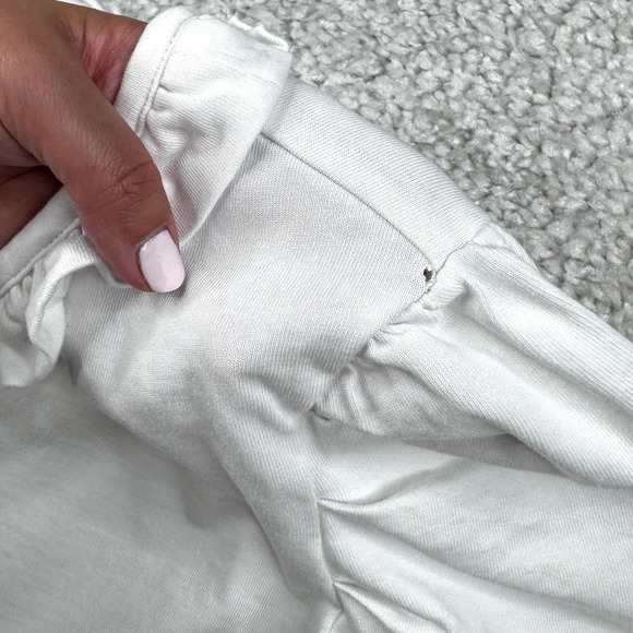 Boden White Ruffle Neck Short Sleeve Cotton Shirt. Gathered Shoulder. US 14 - Picture 4 of 7